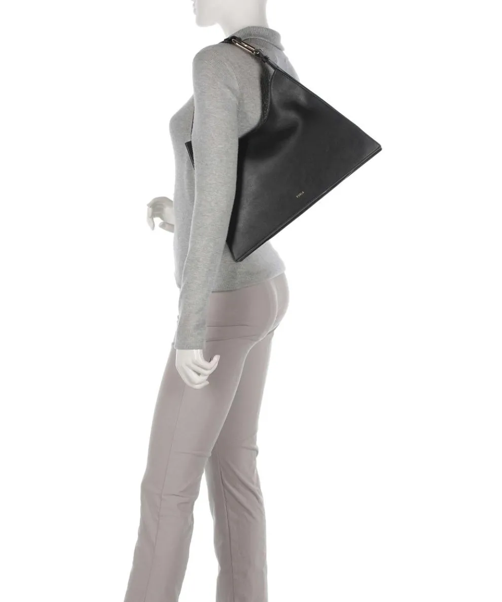 Nuvola L Beuteltasche fein genarbtes Leder schwarz