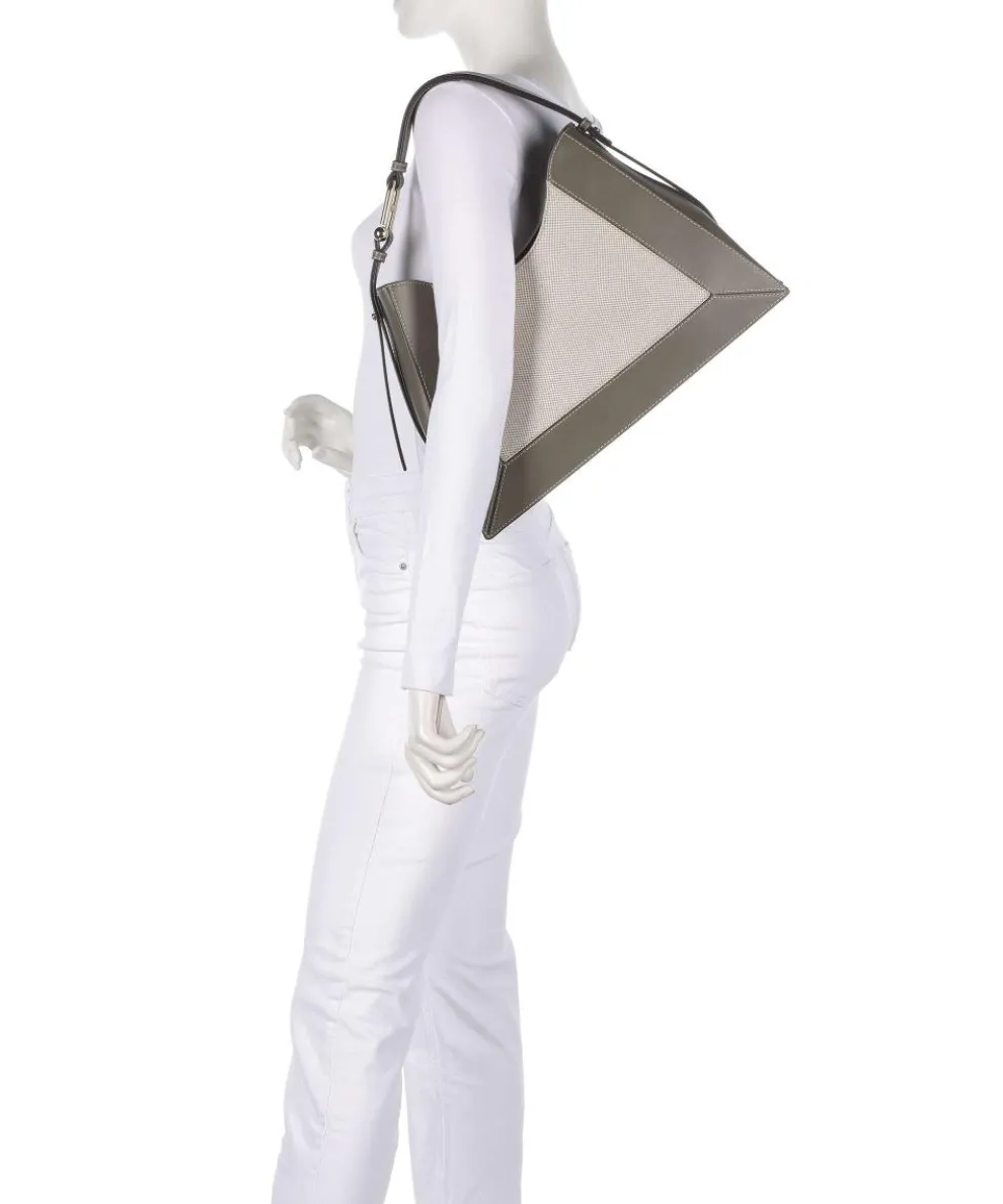 Nuvola L Beuteltasche Canvas, fein genarbtes Leder beige/grau