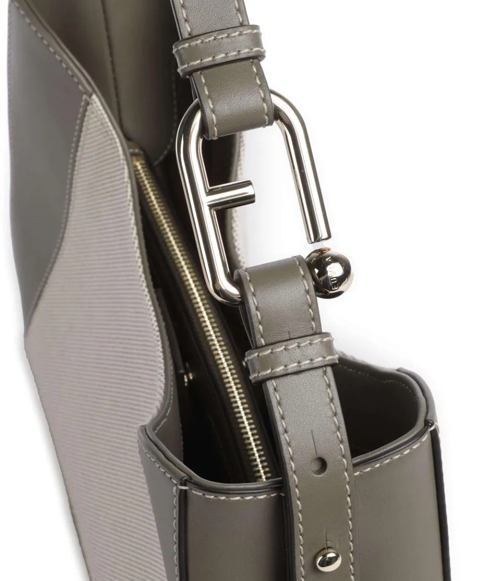 Nuvola L Beuteltasche Canvas, fein genarbtes Leder beige/grau