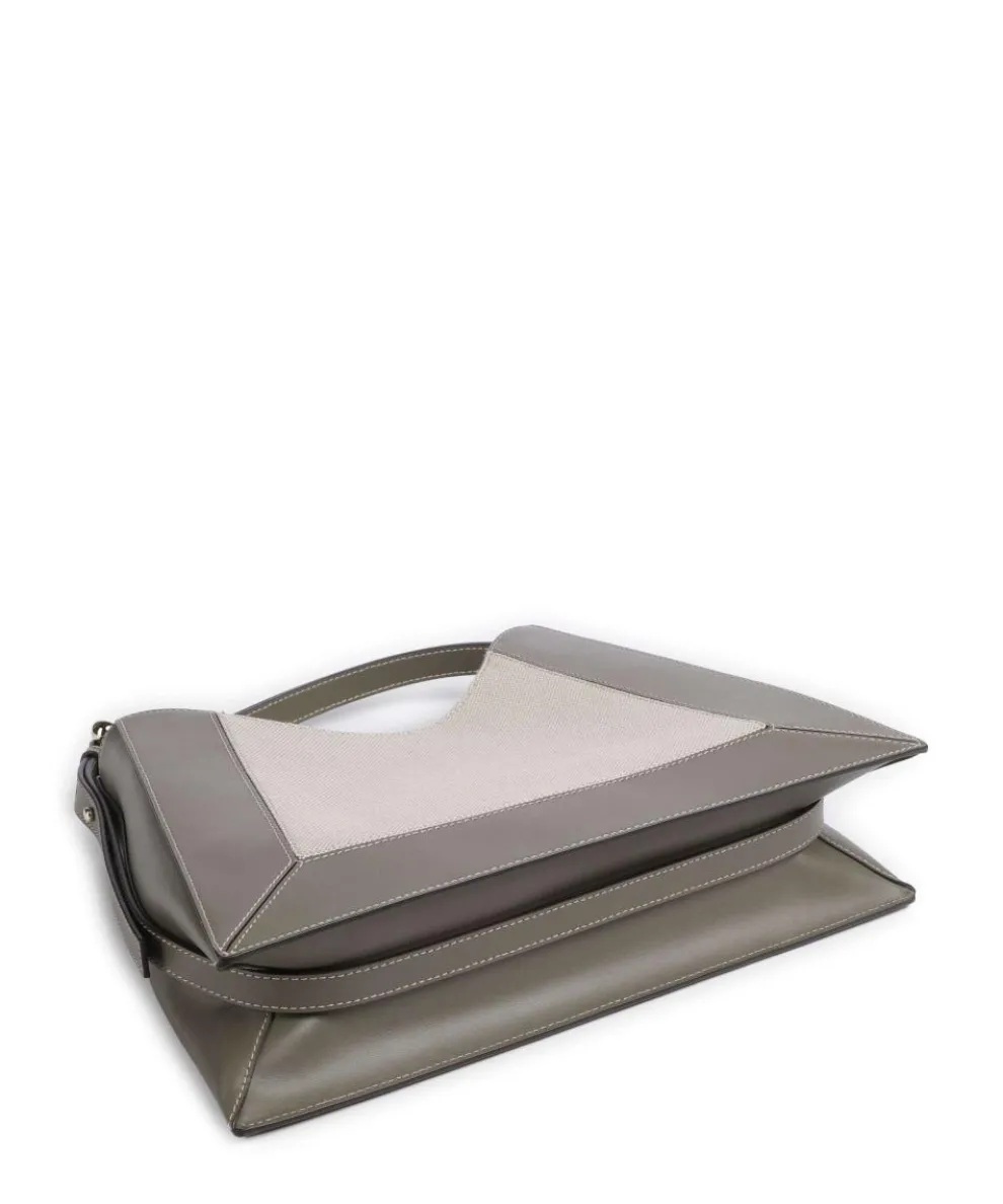 Nuvola L Beuteltasche Canvas, fein genarbtes Leder beige/grau