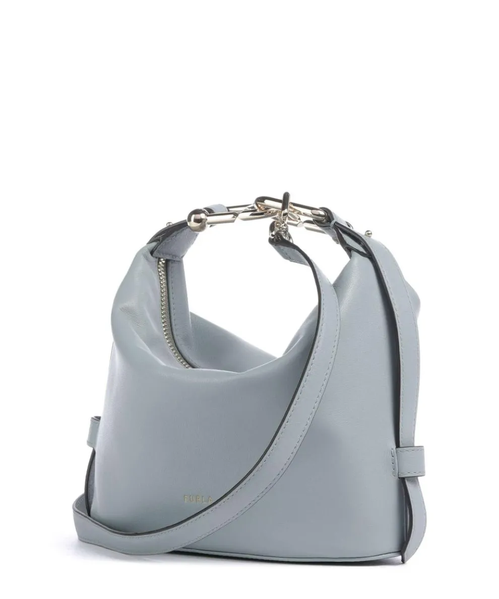 Nuvola Mini Handtasche fein genarbtes Leder hellblau