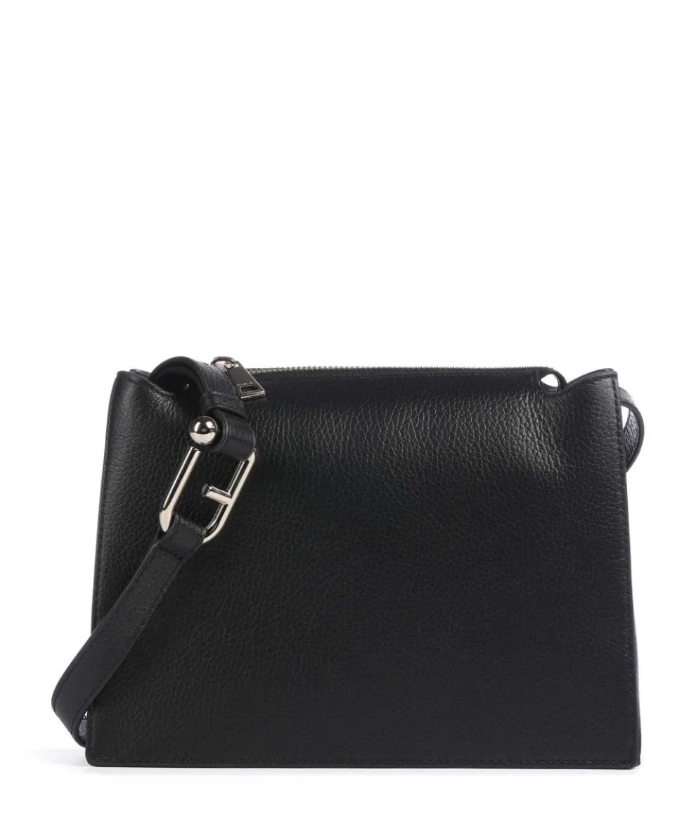 Nuvola S Umhängetasche genarbtes Leder schwarz