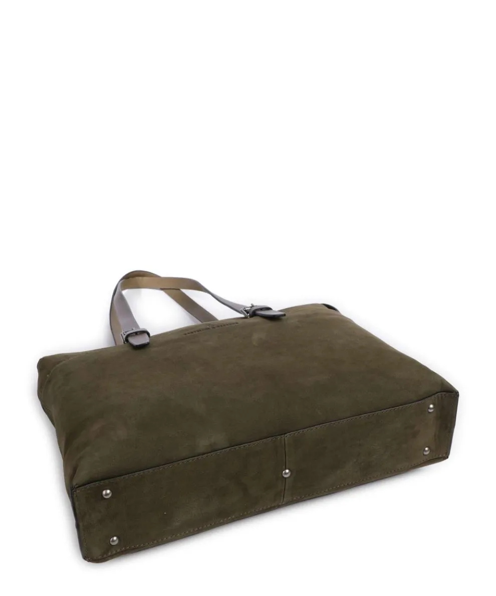 Shopper 15″ aufgerautes Rindsleder olivgrün