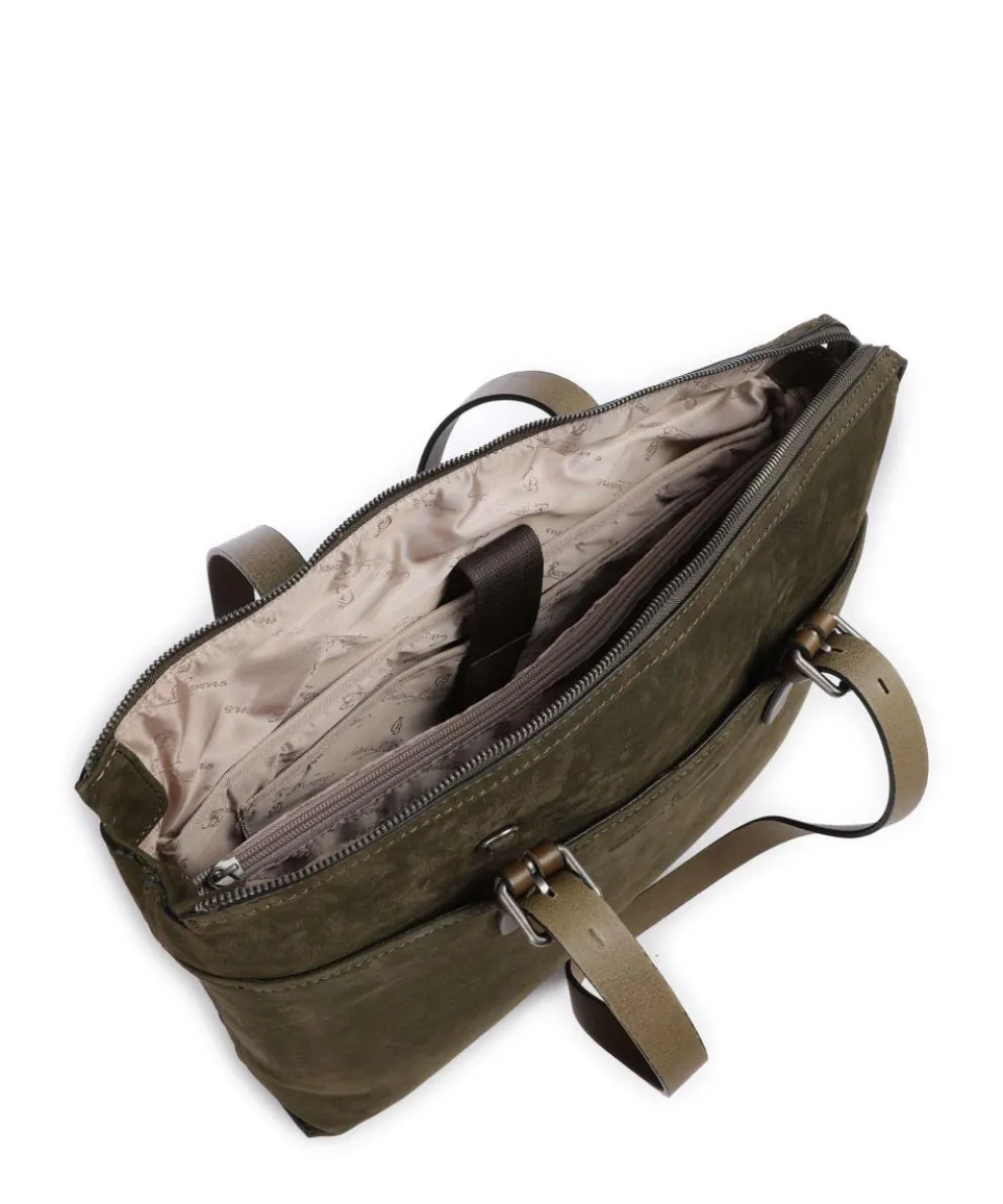 Shopper 15″ aufgerautes Rindsleder olivgrün