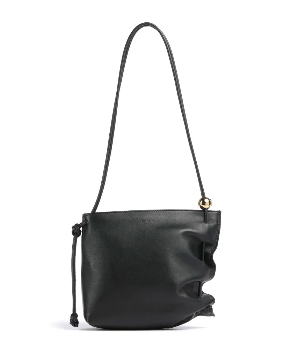 Daisy S Schultertasche fein genarbtes Rindsleder schwarz