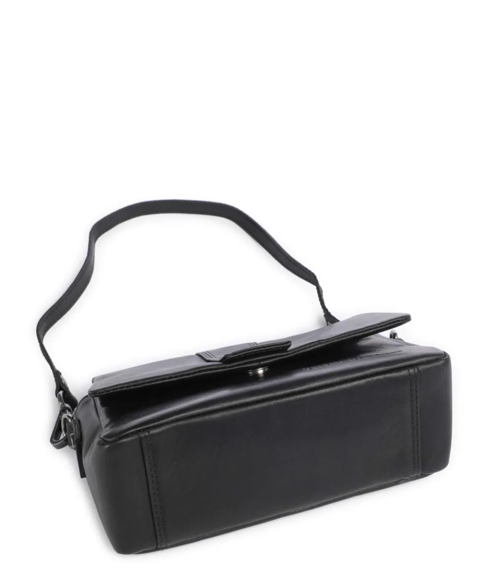 Wax Pull Up Cow Clifden Schultertasche fein genarbtes Rindsleder schwarz