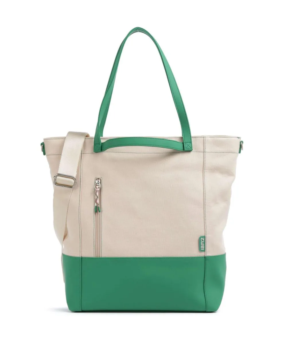 Fiorella FI200 Shopper Lederimitat, Canvas beige/grün