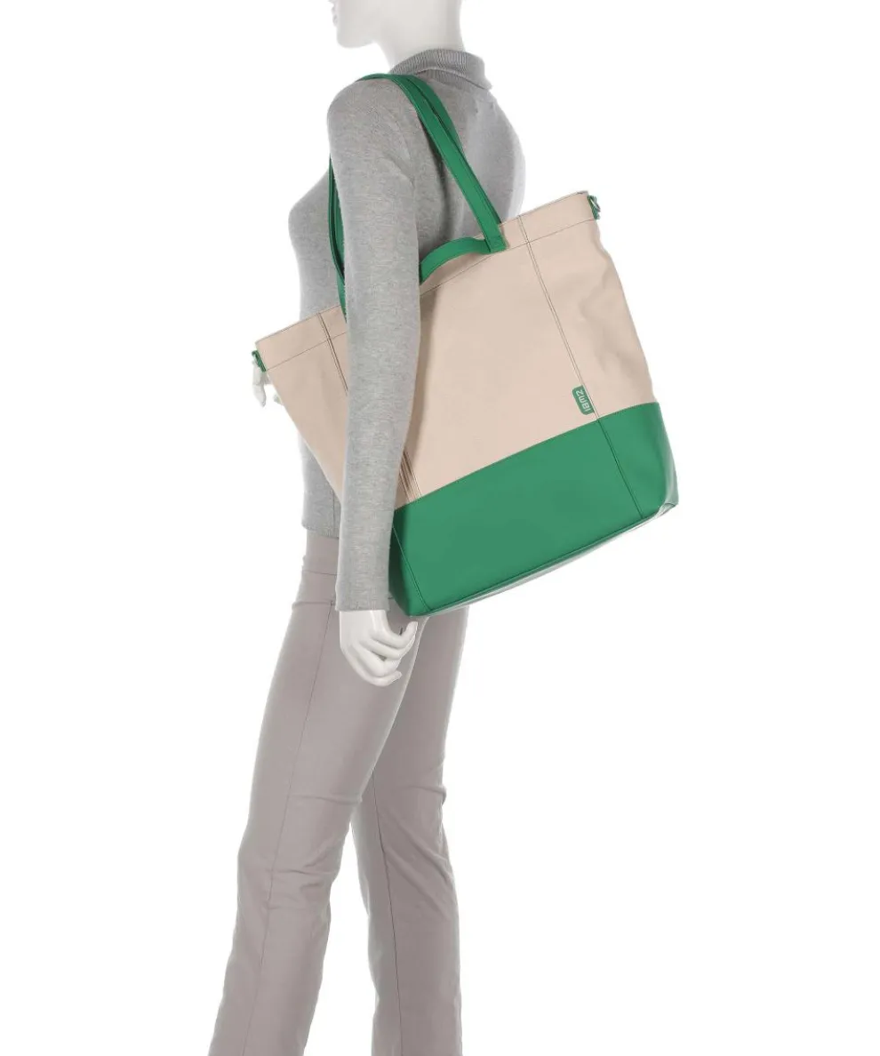 Fiorella FI200 Shopper Lederimitat, Canvas beige/grün