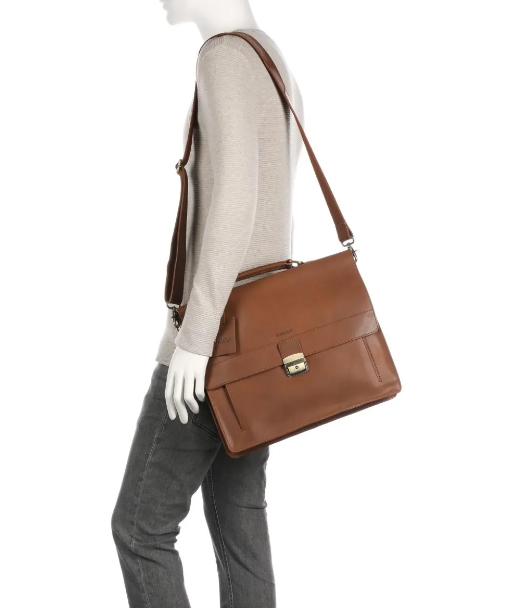 Vintage Scott Aktentasche fein genarbtes Leder cognac