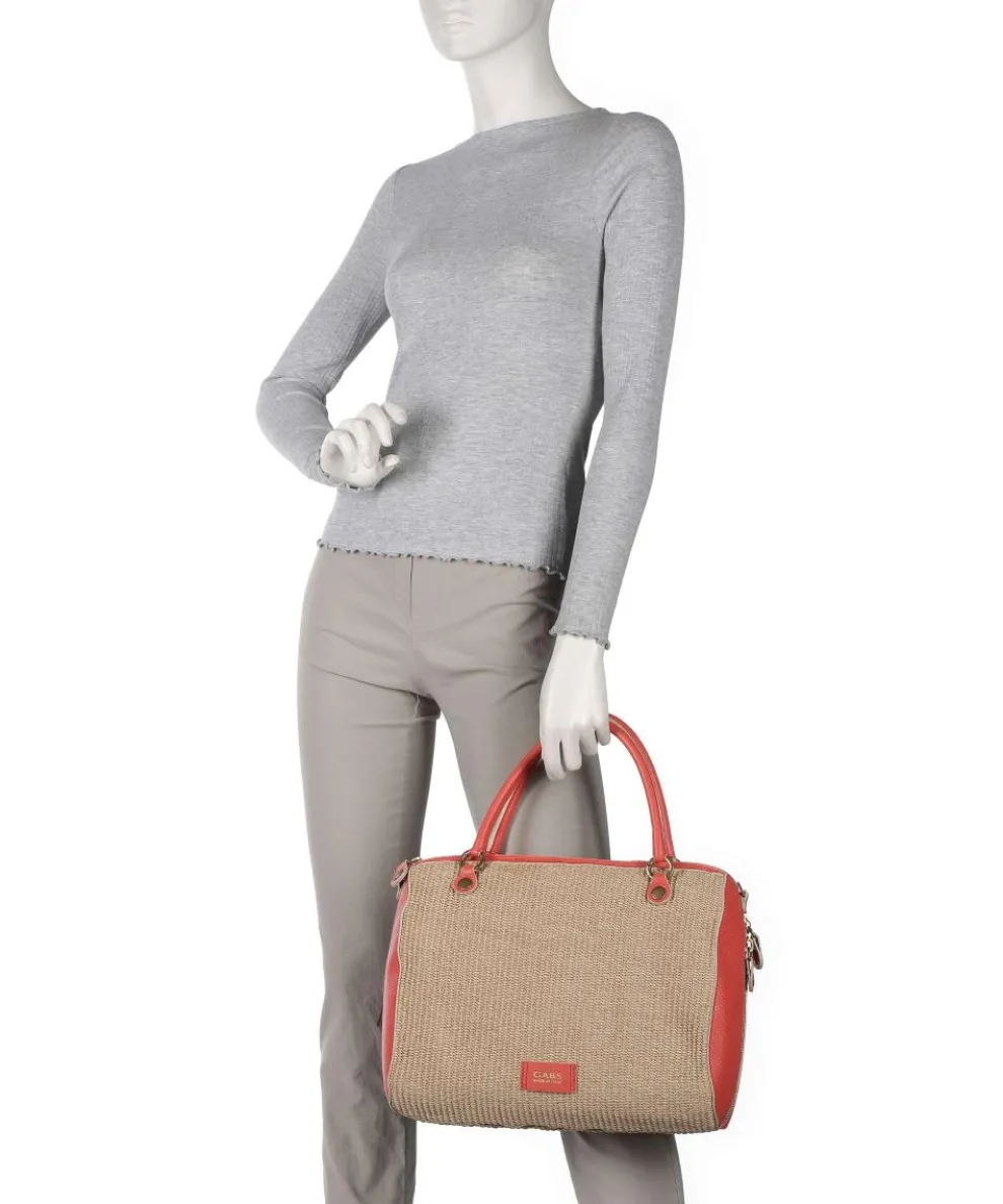 Oceania Karima Handtasche Polyamide, genarbtes Kalbsleder beige/orange