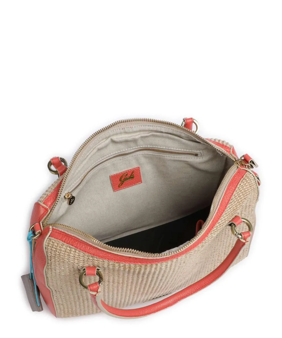 Oceania Karima Handtasche Polyamide, genarbtes Kalbsleder beige/orange