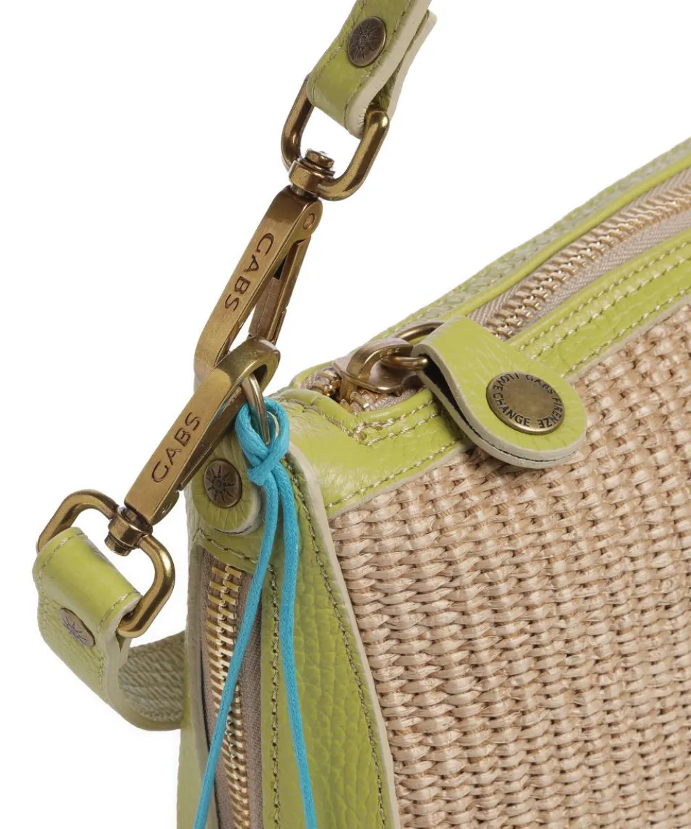 Oceania Pepita Schultertasche Bast, genarbtes Kalbsleder beige/grün