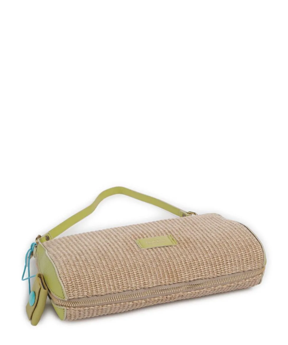 Oceania Pepita Schultertasche Bast, genarbtes Kalbsleder beige/grün