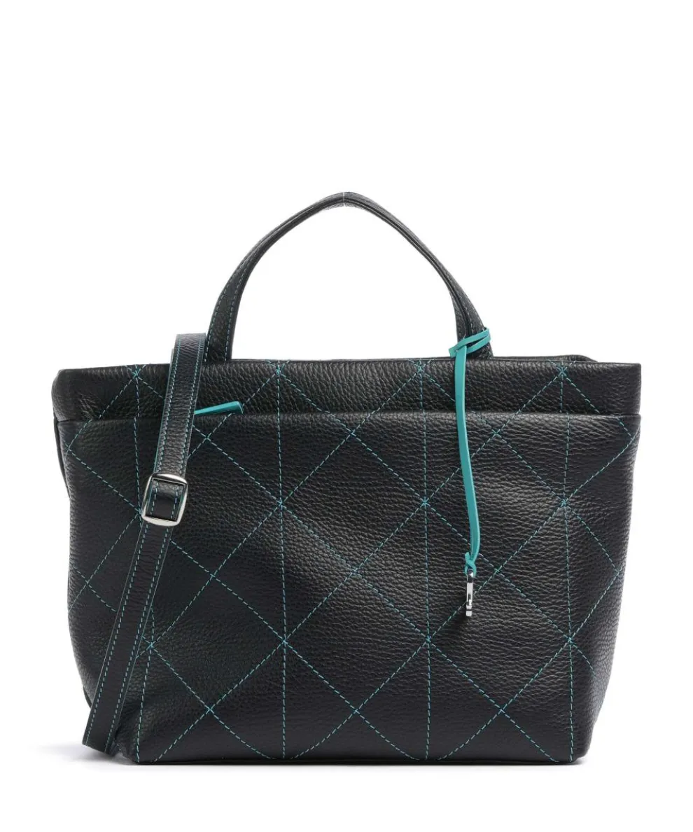 Pienza Handtasche genarbtes Leder schwarz