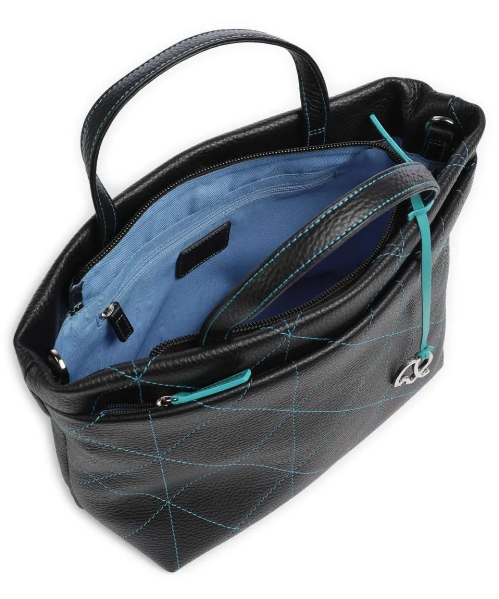 Pienza Handtasche genarbtes Leder schwarz