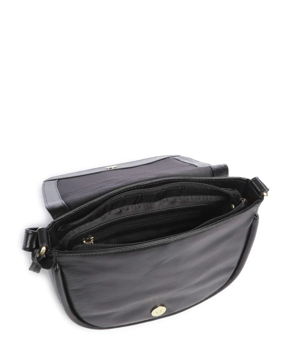 Vintage Veda Umhängetasche fein genarbtes Leder schwarz