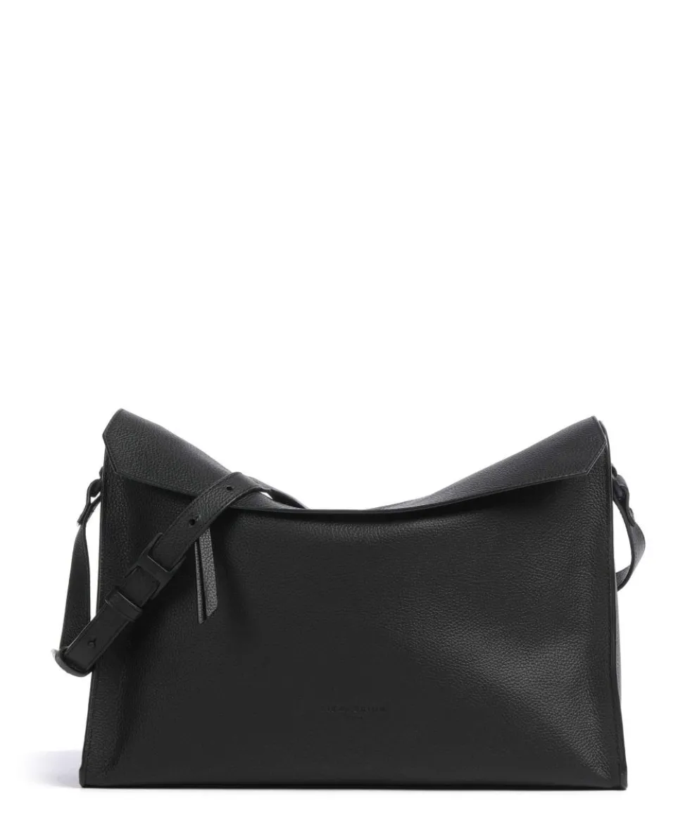 Lora Small Pebble M Schultertasche genarbtes Rindsleder schwarz