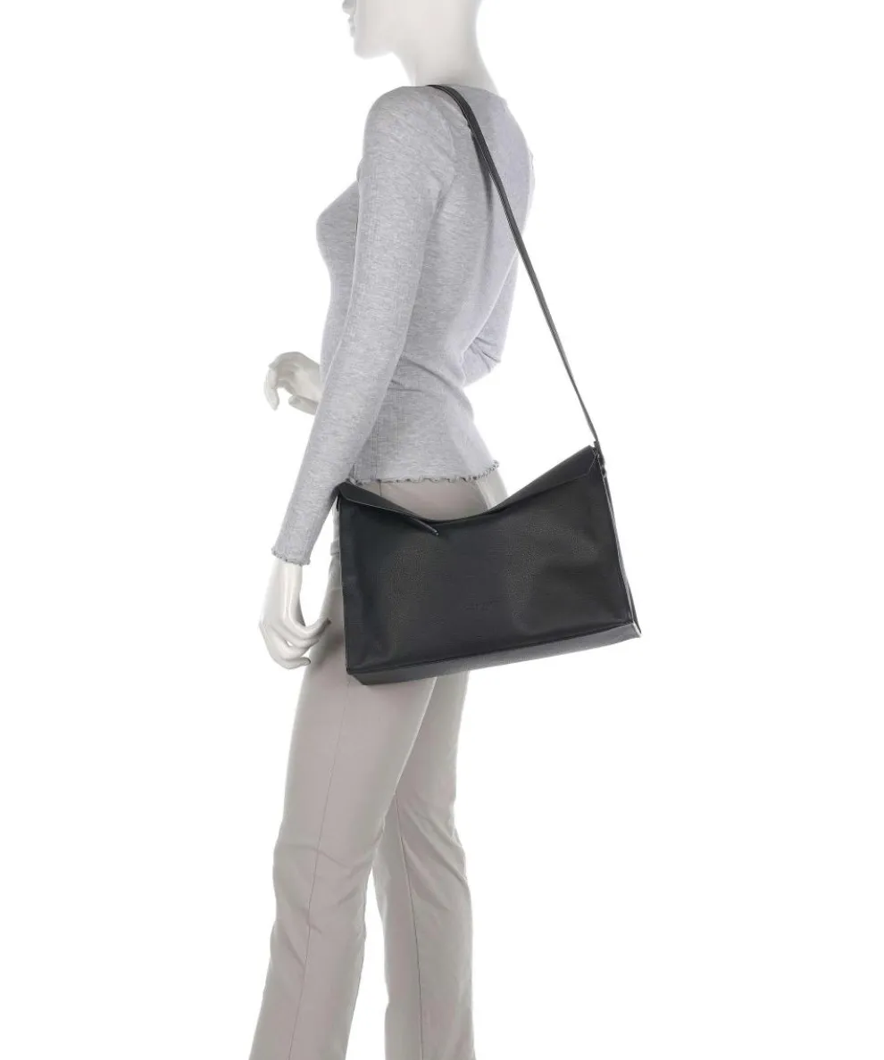 Lora Small Pebble M Schultertasche genarbtes Rindsleder schwarz