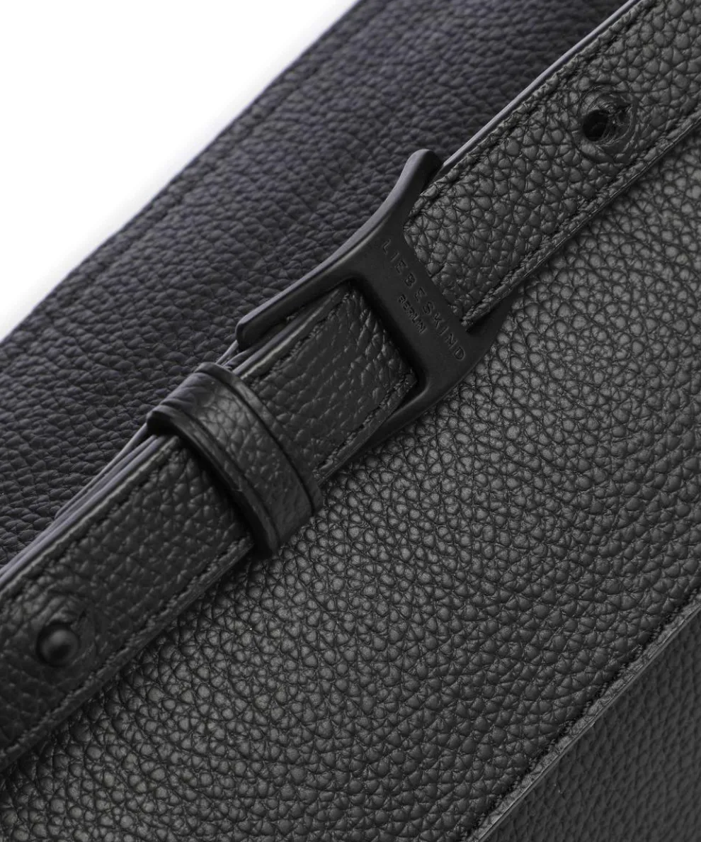 Lora Small Pebble M Schultertasche genarbtes Rindsleder schwarz