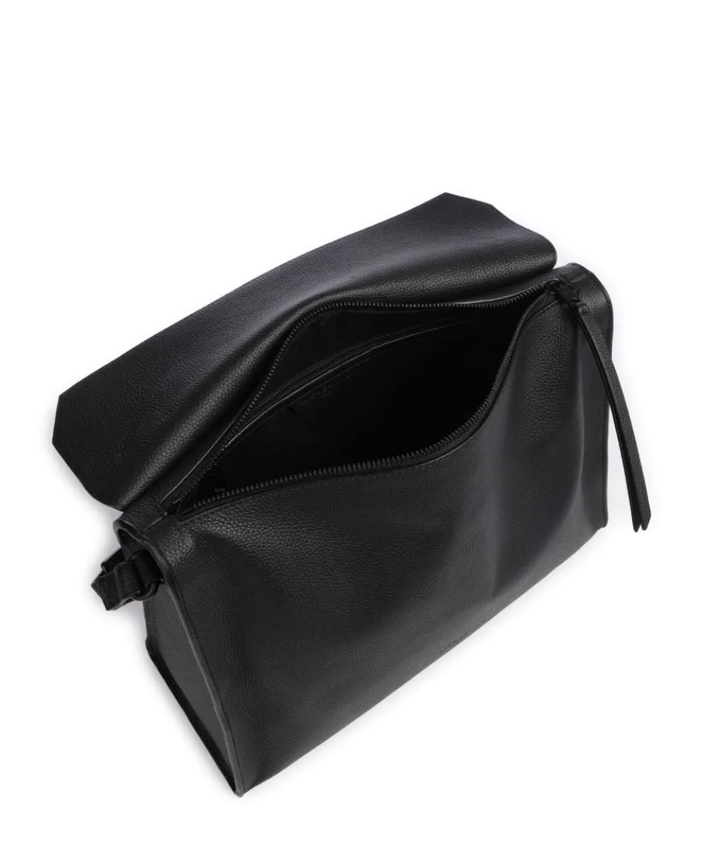 Lora Small Pebble M Schultertasche genarbtes Rindsleder schwarz