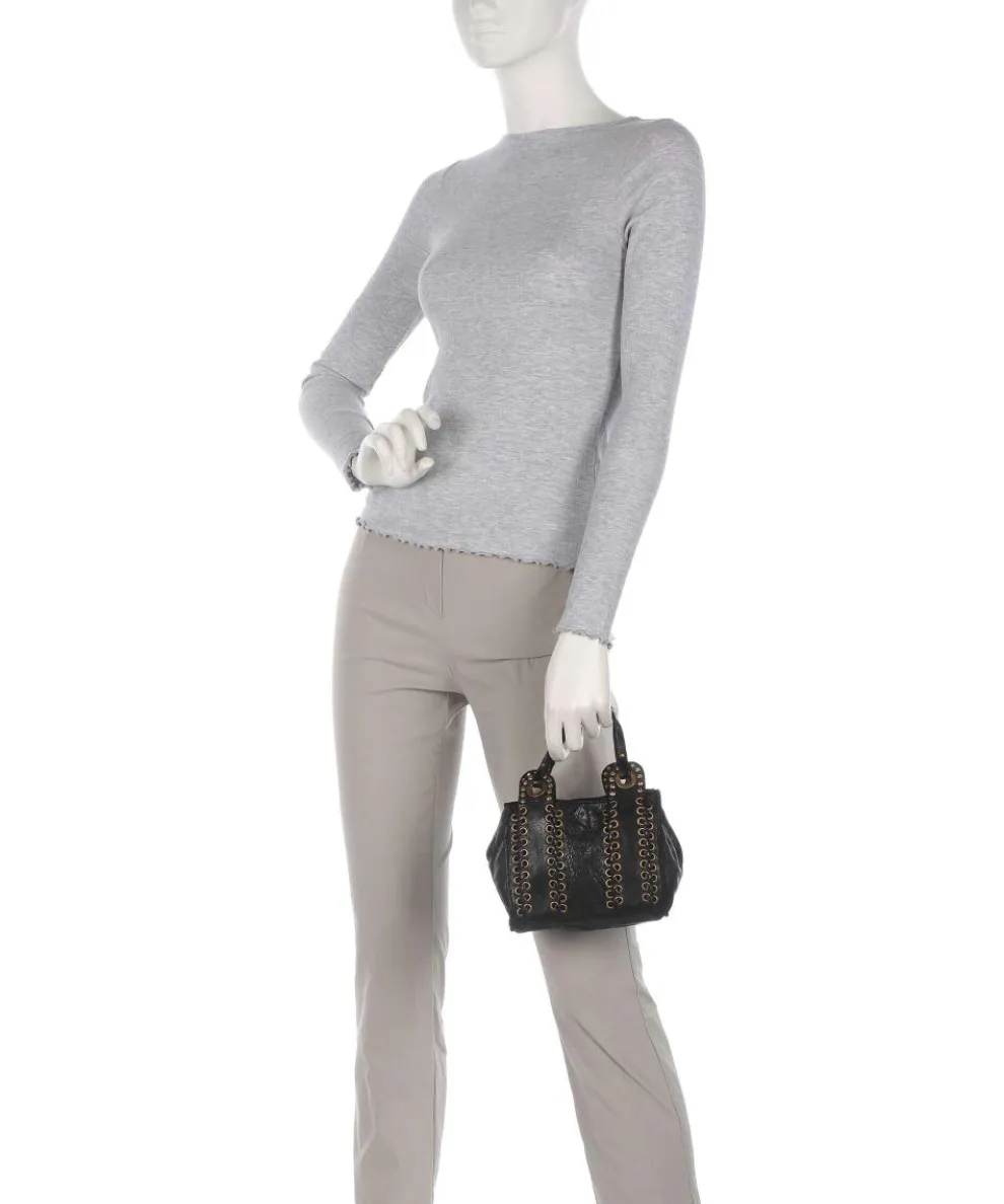 Umhängetasche genarbtes Rindsleder schwarz