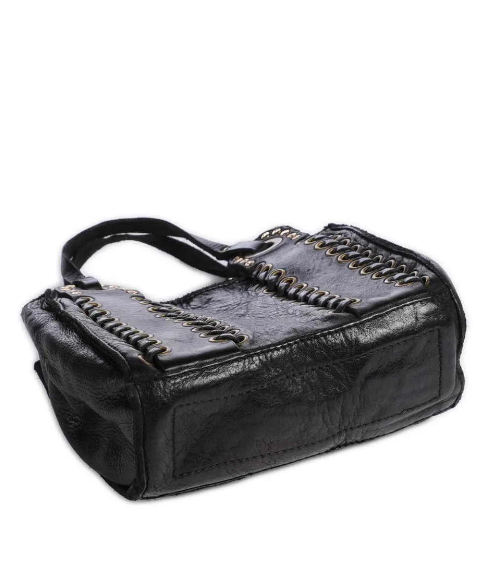 Umhängetasche genarbtes Rindsleder schwarz