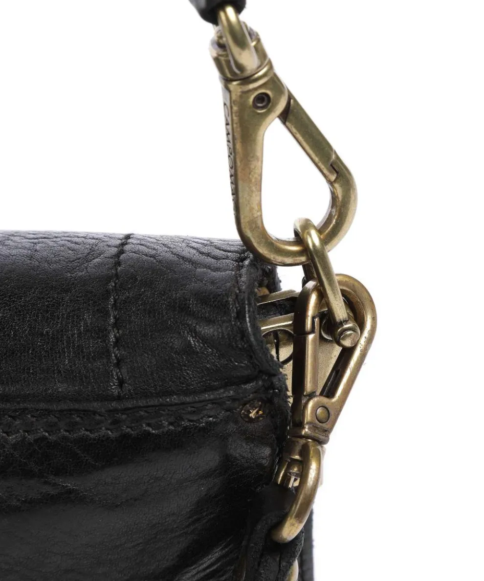 Schultertasche genarbtes Rindsleder schwarz