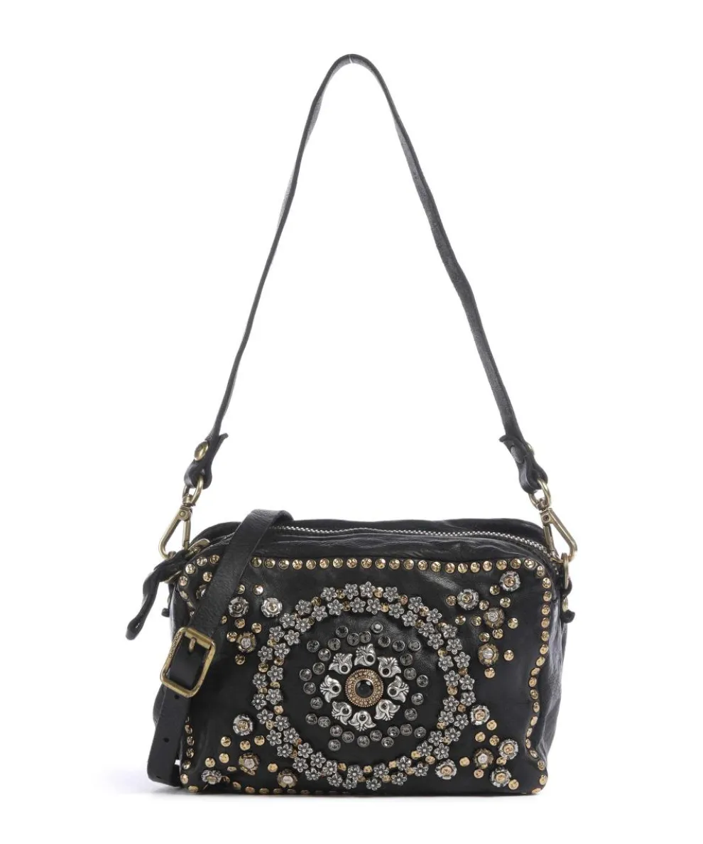 Schultertasche fein genarbtes Kalbsleder schwarz