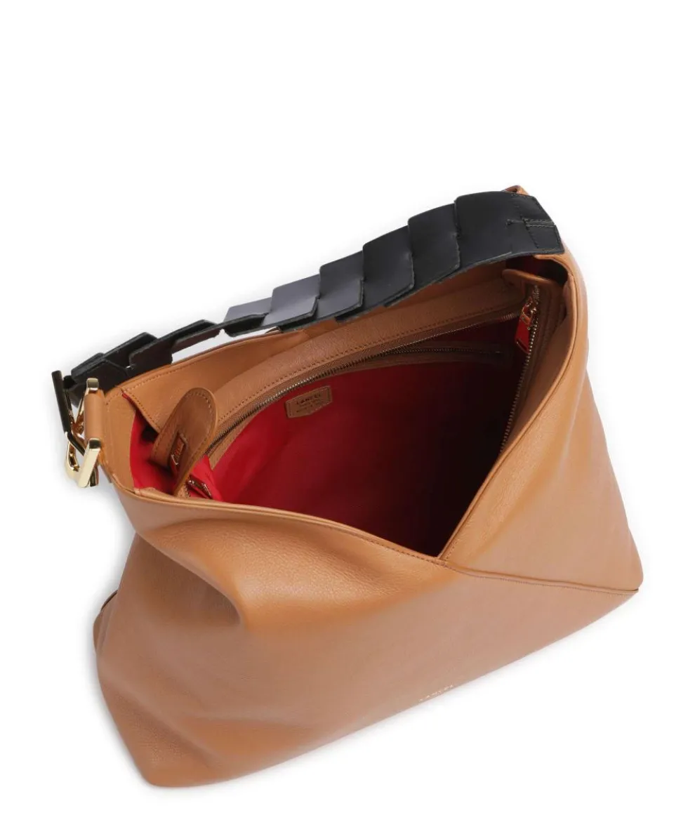 Pagode L Beuteltasche genarbtes Rindsleder braun