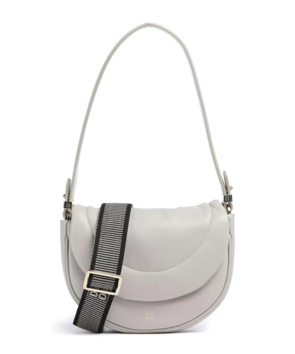 Panarea Schultertasche fein genarbtes Leder hellgrau