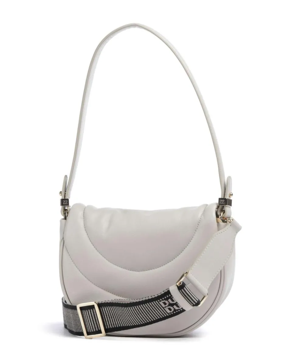 Panarea Schultertasche fein genarbtes Leder hellgrau