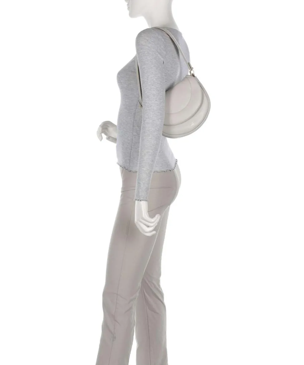 Panarea Schultertasche fein genarbtes Leder hellgrau