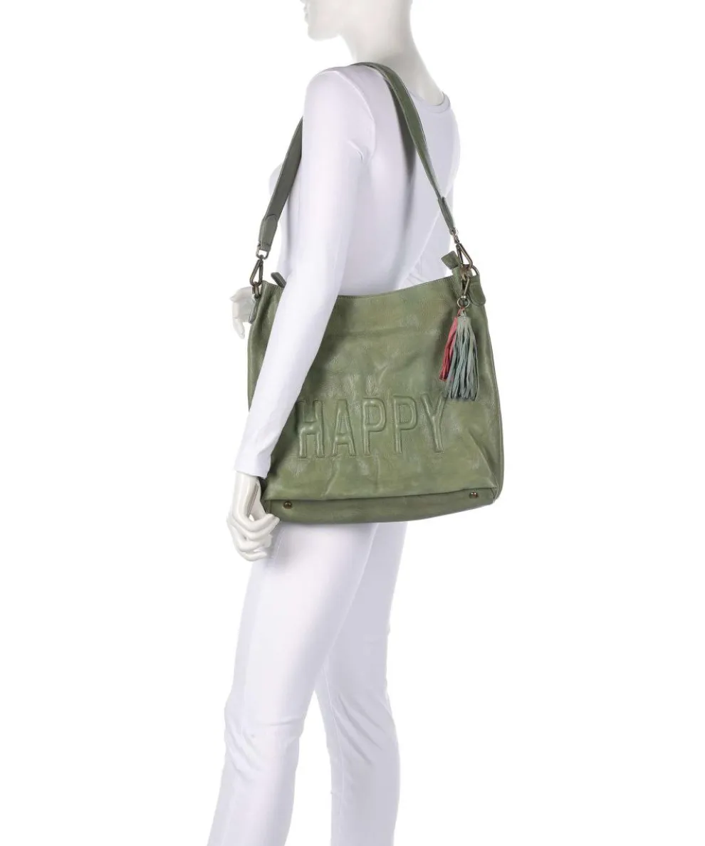 Paoliweg 2 Schultertasche genarbtes Leder grün