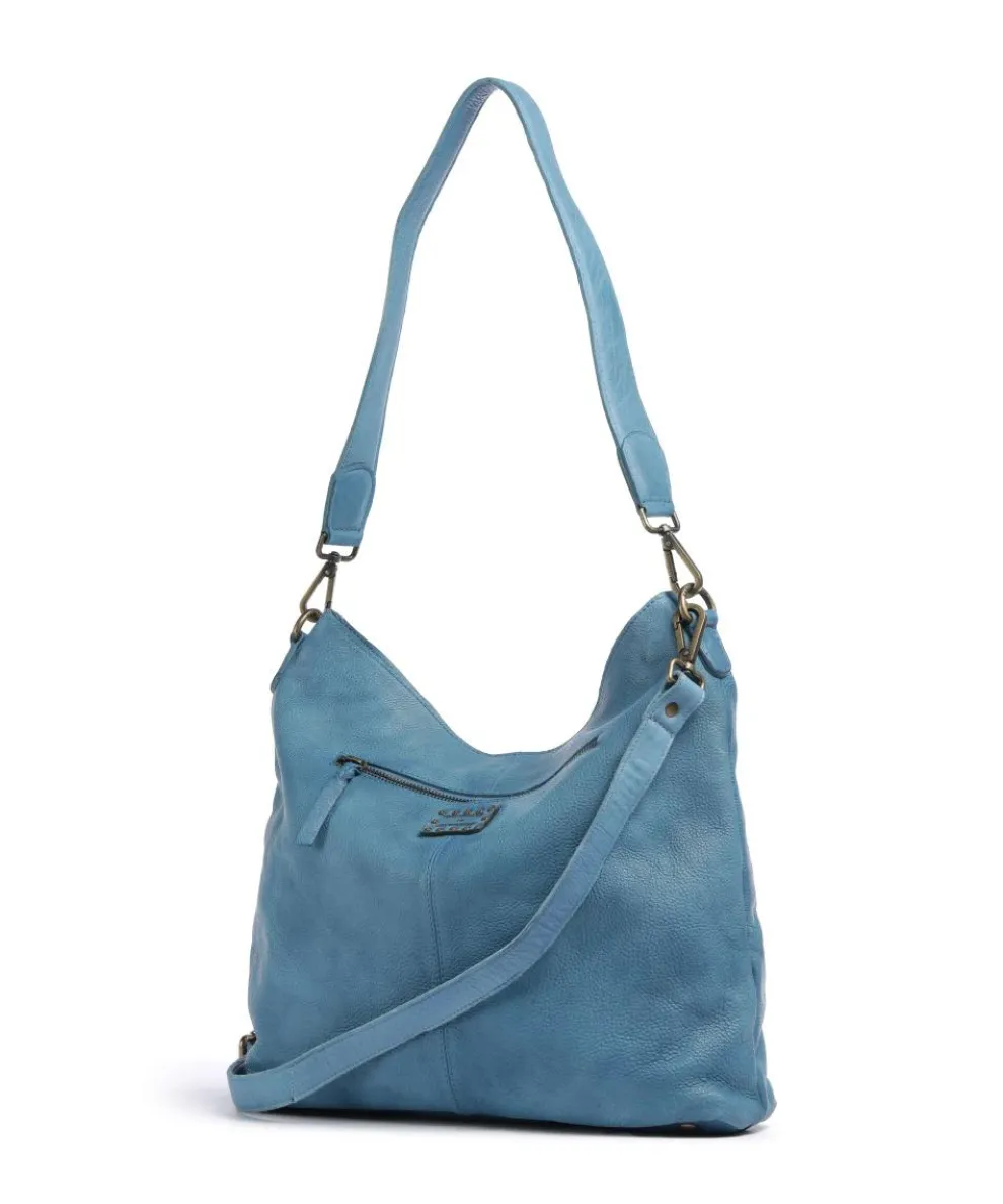 Paoliweg 2 Schultertasche genarbtes Leder blau