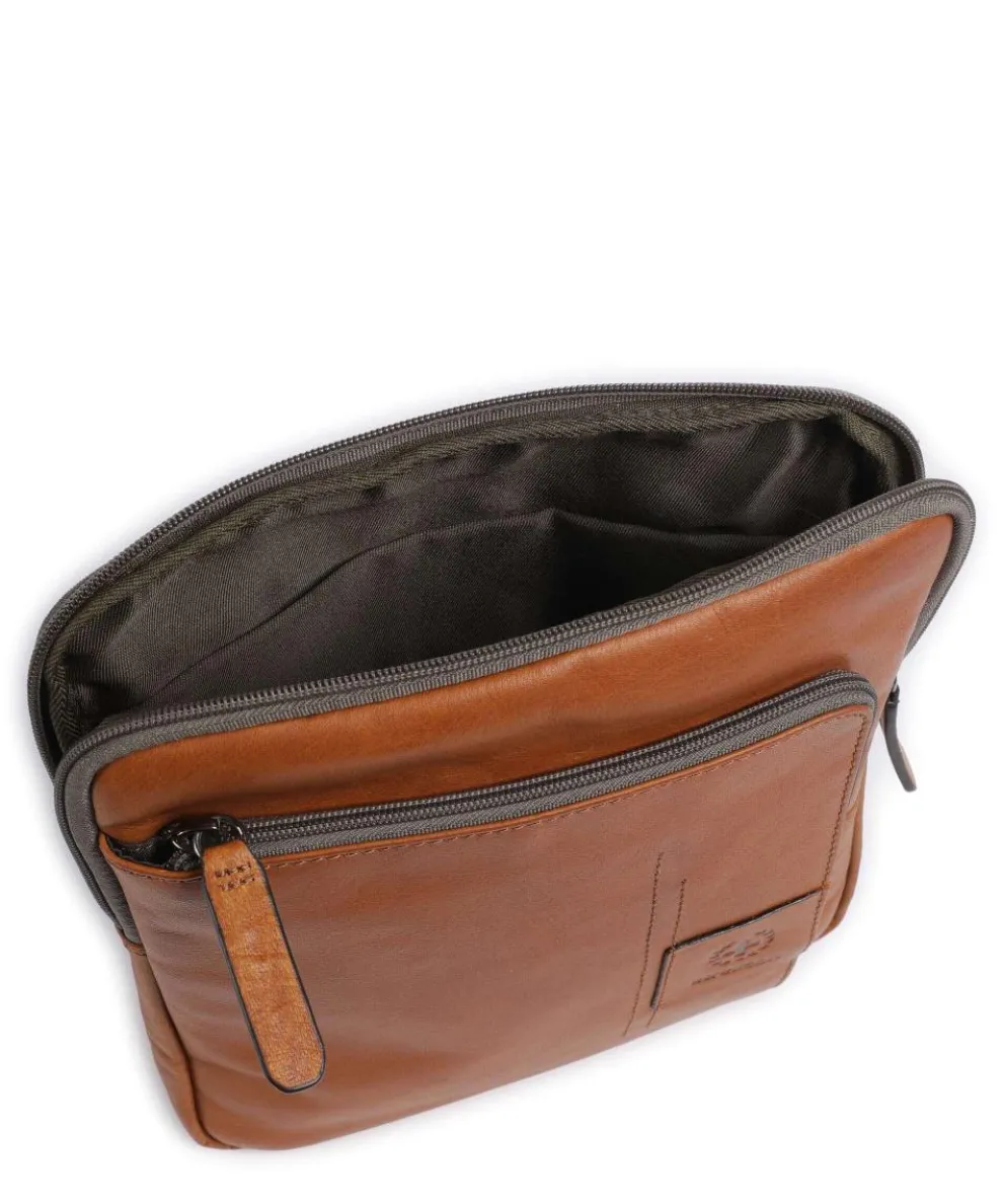 Hyde Park Brian Umhängetasche fein genarbtes Leder cognac
