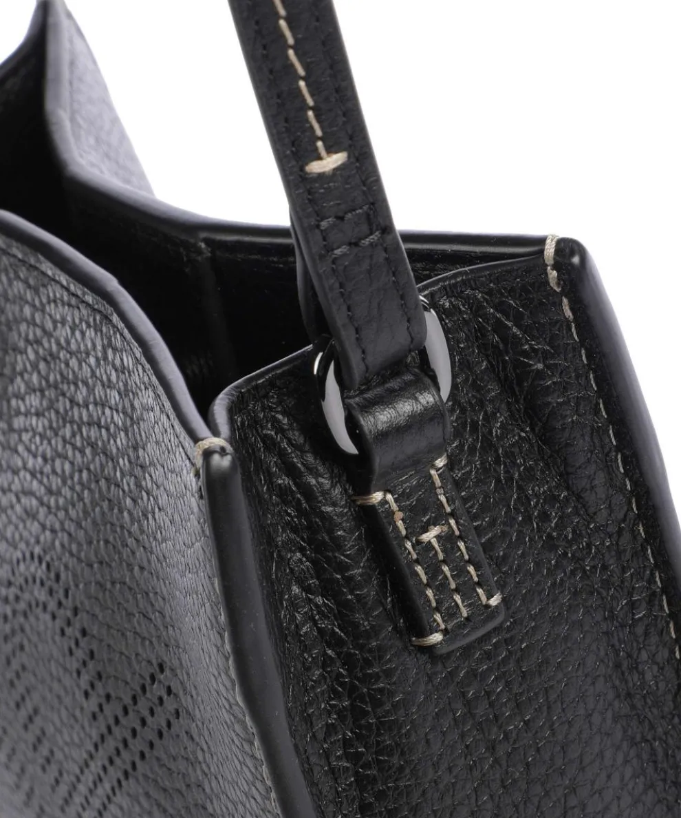 Peephole Umhängetasche genarbtes Rindsleder schwarz