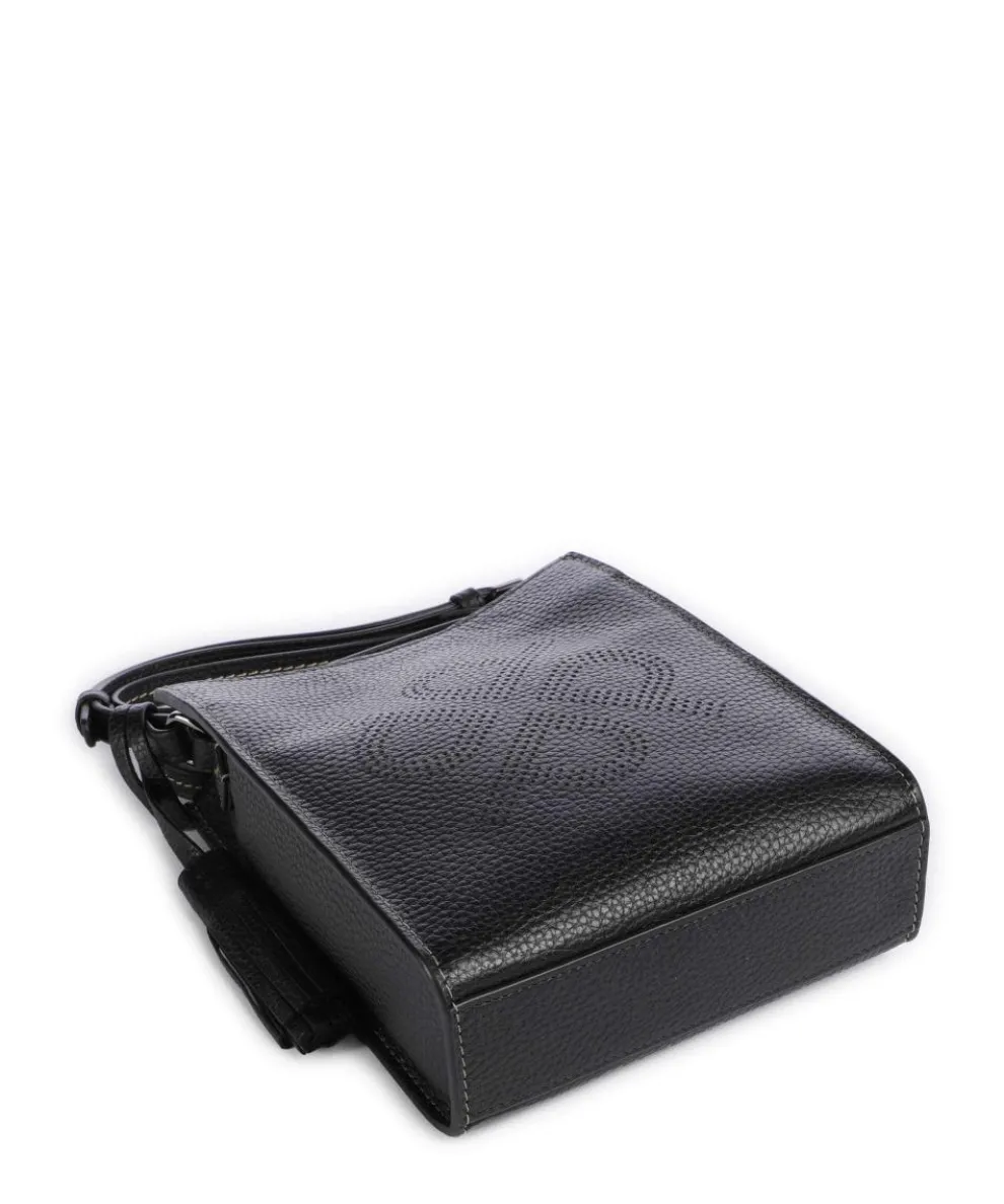 Peephole Umhängetasche genarbtes Rindsleder schwarz