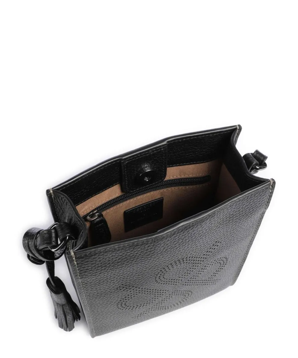 Peephole Umhängetasche genarbtes Rindsleder schwarz