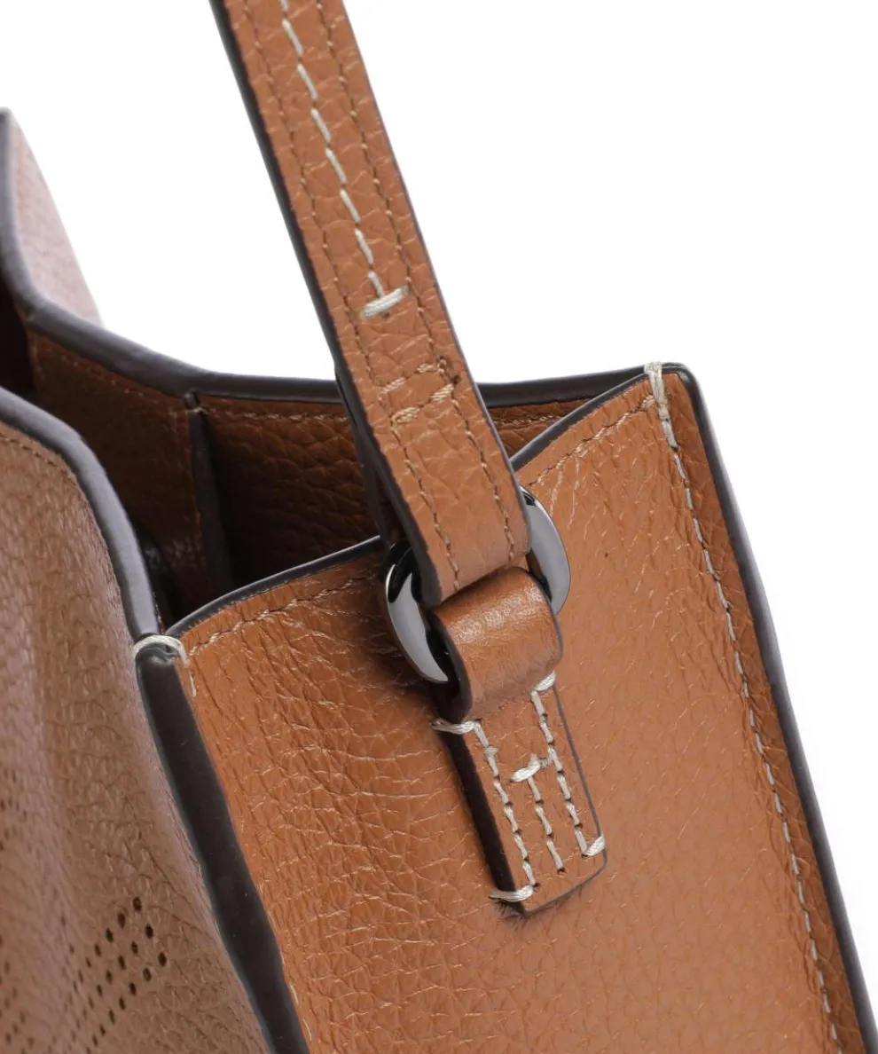 Peephole Umhängetasche genarbtes Rindsleder cognac