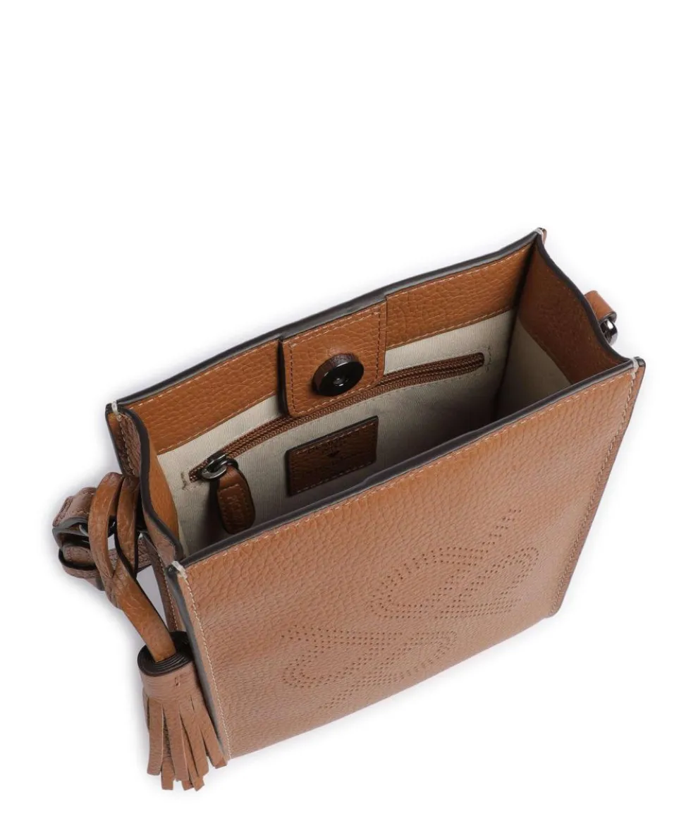 Peephole Umhängetasche genarbtes Rindsleder cognac