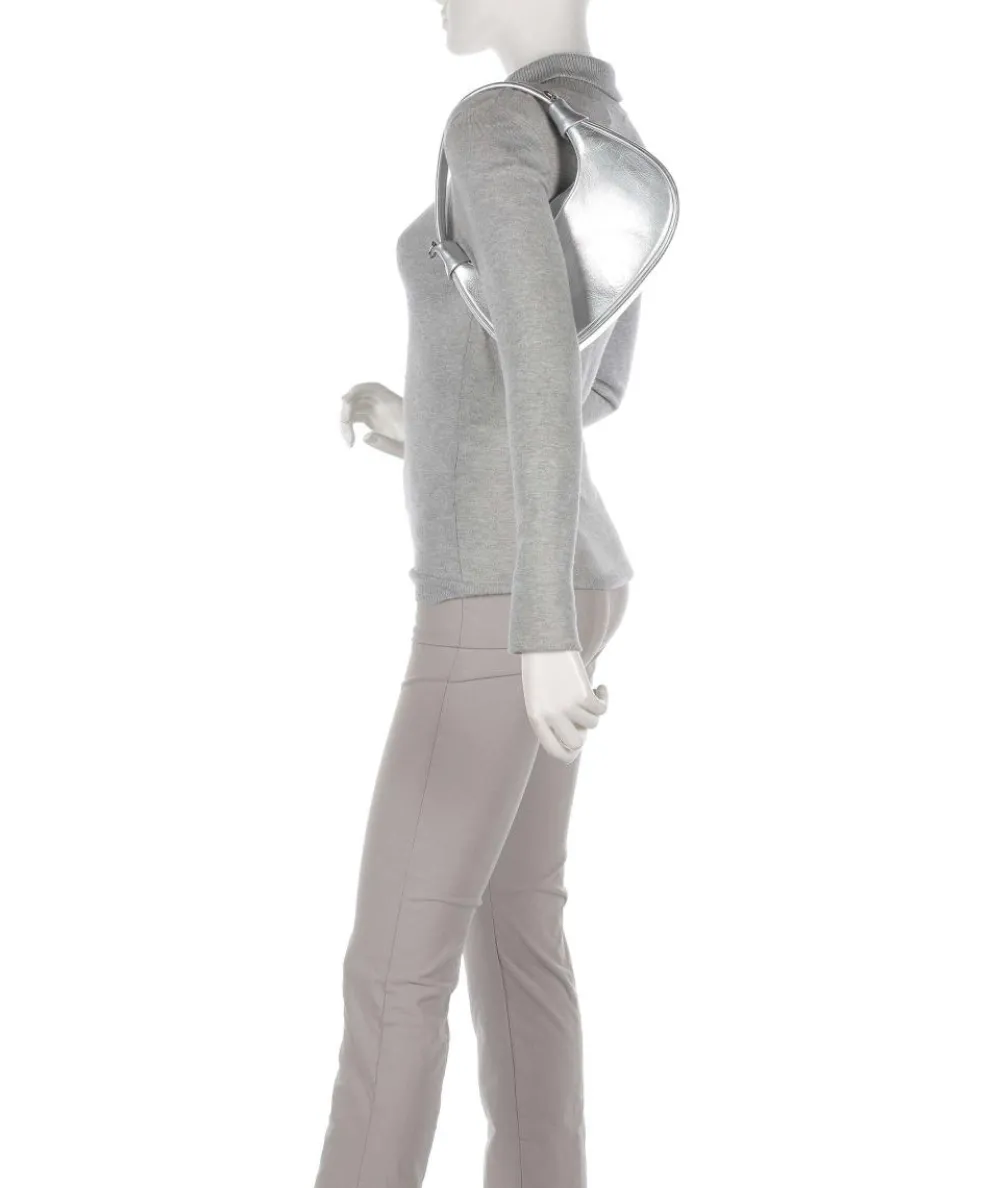 Donna Aura Schultertasche weiches Rindsleder silber