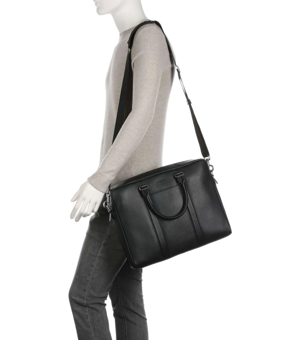 Charles Aktentasche 14″ genarbtes Leder schwarz