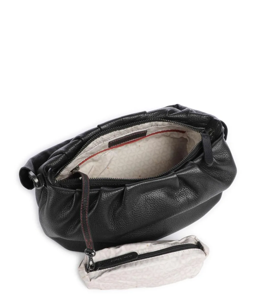 Philocalists Pearl Schultertasche genarbtes Leder schwarz