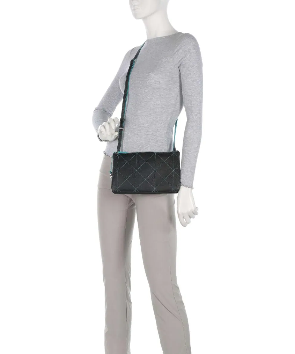 Pienza Umhängetasche genarbtes Leder schwarz