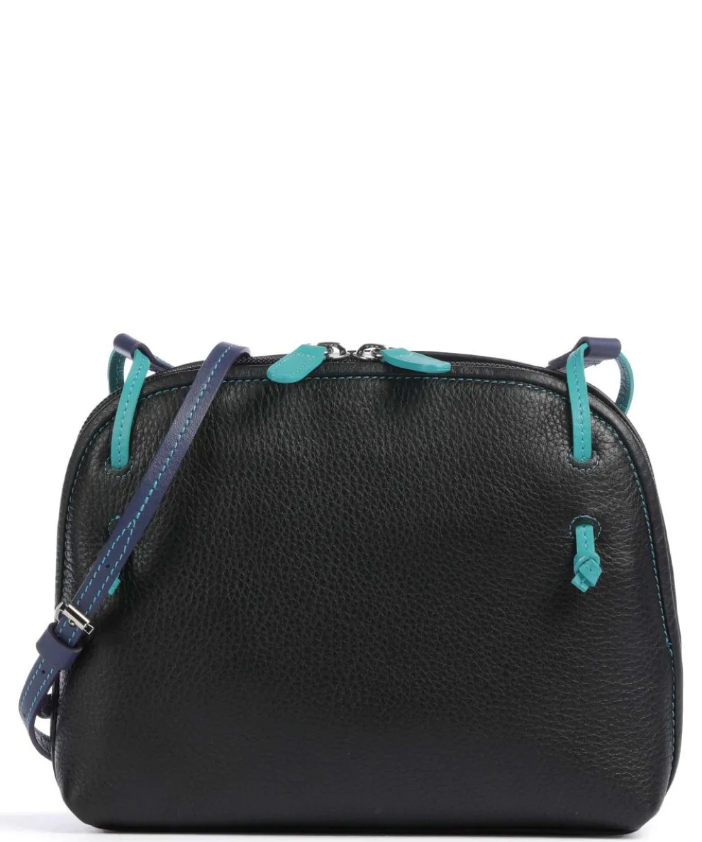 Pienza Umhängetasche genarbtes Leder schwarz