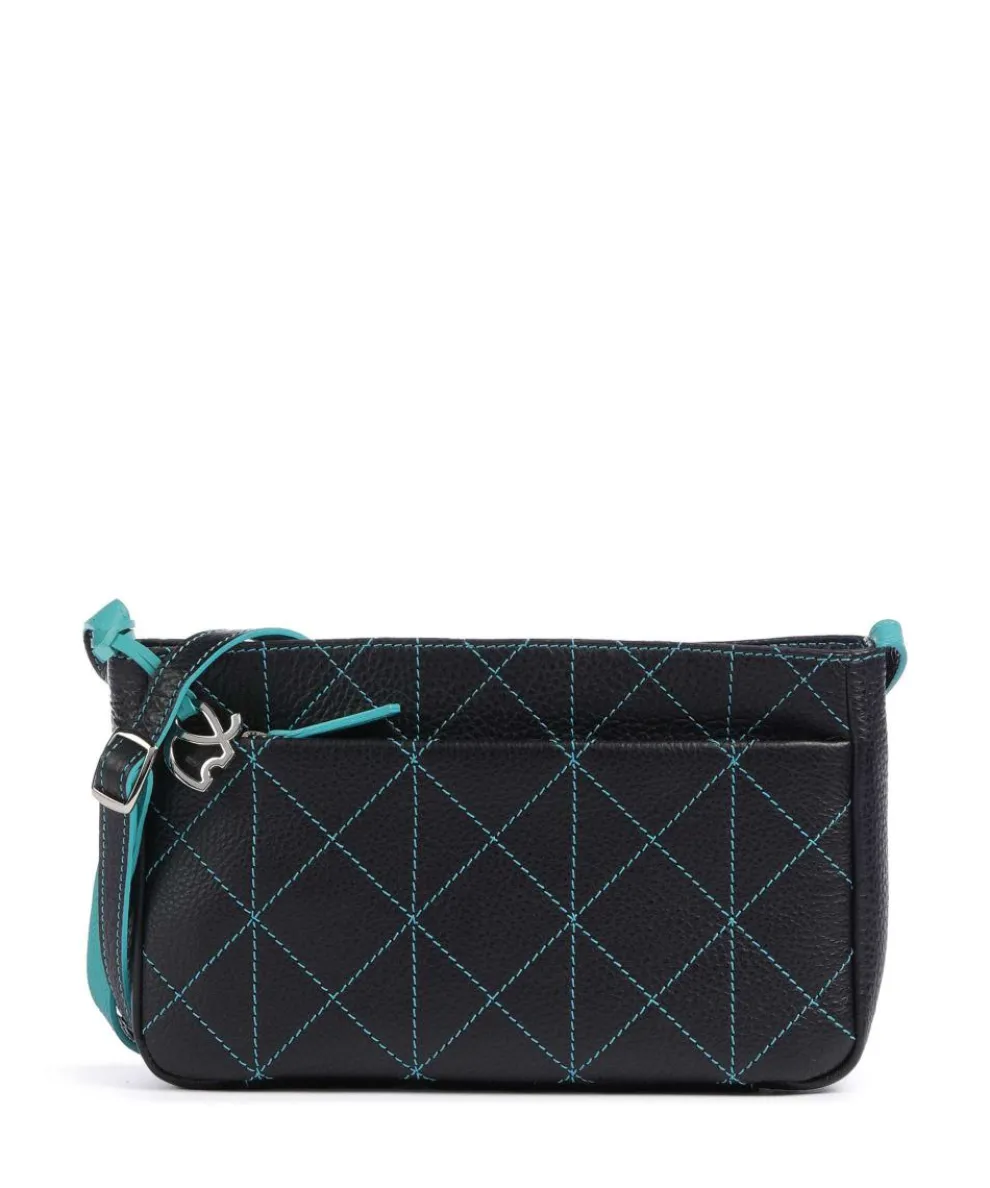 Pienza Umhängetasche genarbtes Leder schwarz