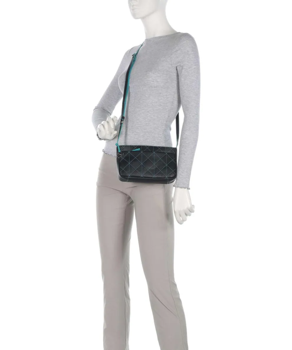 Pienza Umhängetasche genarbtes Leder schwarz