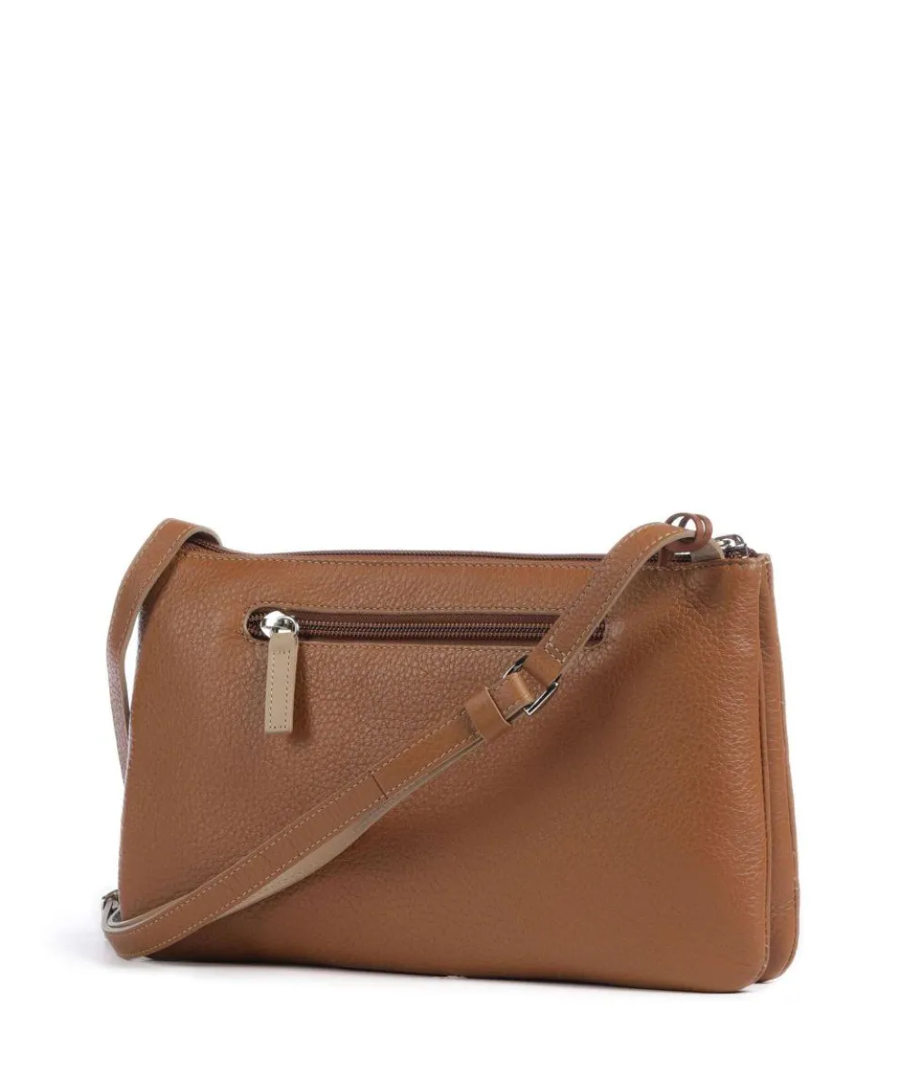 Pienza Umhängetasche genarbtes Leder cognac