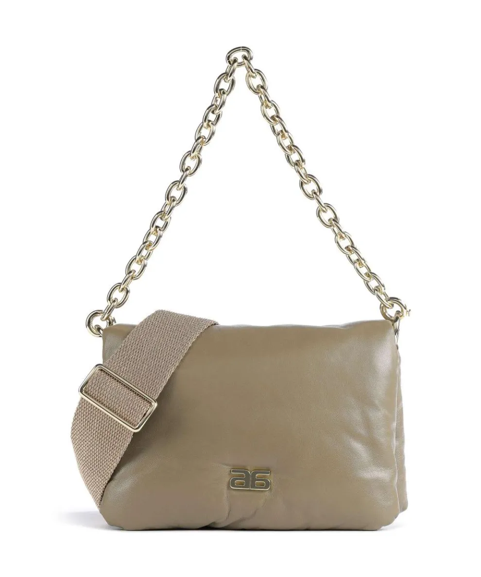 Piuma_Lucido Puffer Schultertasche weiches Rindsleder taupe