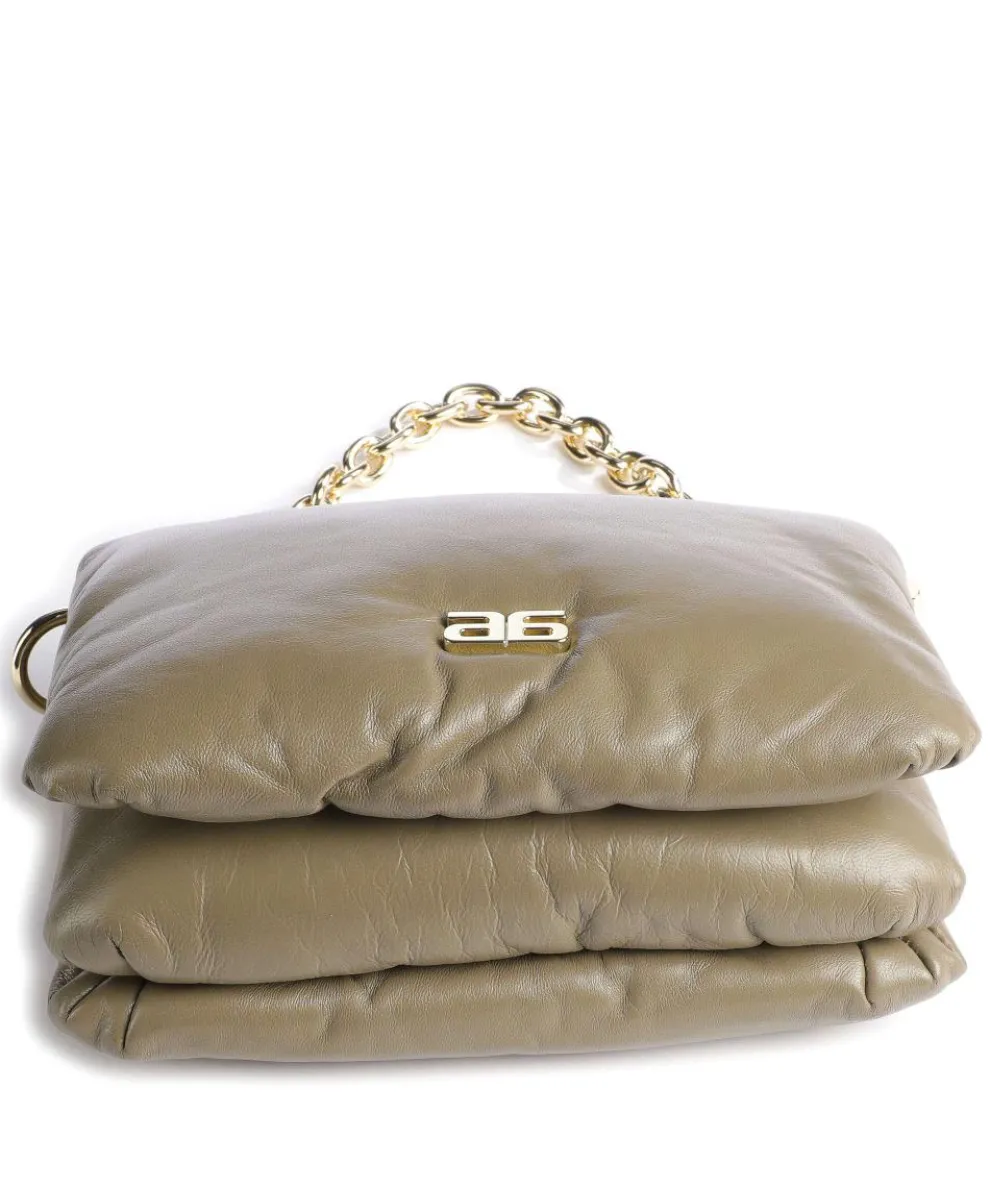 Piuma_Lucido Puffer Schultertasche weiches Rindsleder taupe